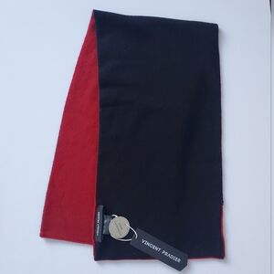 NWT * Vincent Pradier PURE CASHMERE Scarf Neck Warmer Red & Black Soft & Warm
